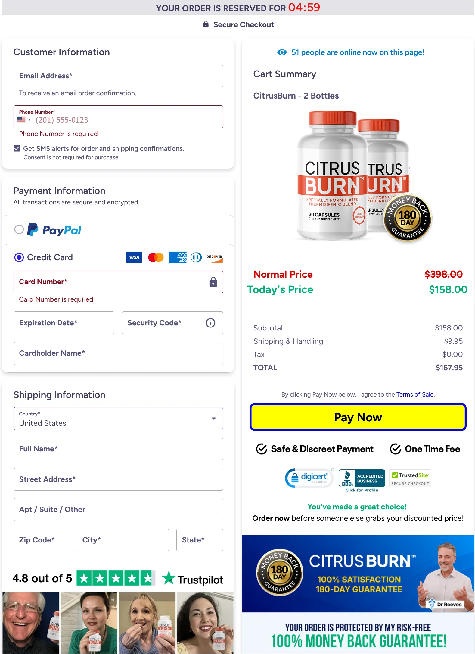 citrusburn checkout page